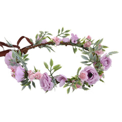 Pink Flower Crown Headband - Rose Floral Headpiece Adjustable Fairy Flower Crown for Women Girls Renaissance Birthday Wedding Party Photo Props