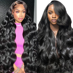 JTMMP 13x6 Deep Wave Lace Front Wigs Human Hair 200% Density 26 Inch Curly Human Hair Wig for Women Natural Black HD Transparent Lace Glueless Frontal Wigs Human Hair Pre Plucked