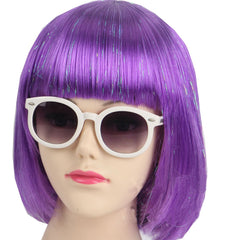 KOLIGHT Fashion Colorful Short Straight Halloween Wigs Women Girls Replacement Cosplay Costume Hair Wigs with Cap+Comb (Blue)