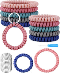 FIVEIZERO 2 Sizes10Pcs Stretchable Wrist Keychain Bracelet, Flexible Spiral Coil Key Ring Wristlet, Retractable Key Holder