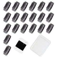 30 Pcs 32mm 6-Teeth U-Shape Wig Clips for Clip-in Hair Extensions, with DIY Needle and Thread Kit – Snap Hair Clips for Hair Extensions Clip-ins (Black)