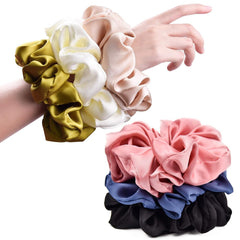 CEELGON Black Big Scrunchies for Women 6.3Inches Large Scrunchie Satin Oversized Silk Thick Elastic Hair Ties Jumbo Hair Scrunchies 6 Pack (Black)