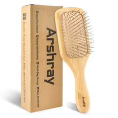 Bamboo hairbrush for combing and massaging the scalp, natural bamboo teeth, suitable for women, men, coarse, fine, wavy