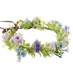Floral Crown Women Girls - Orange Boho Floral Headpiece with White Green Leaves Charming Fairy Flower Headband for Wedding Photo Shoot Festivals