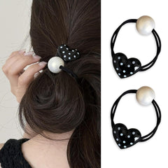 French Pearl Scrunchies - Elegant Elastic Hair Ties and Accessories for Women's Thick Hair, High Ponytails and Girls