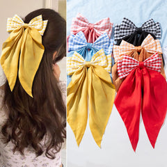 Hair Bows for Women & Girls: Big Bow Clips with Ribbons - Bow-Knot Clips for Thick & Thin Hair, Nonslip Claw Clips, 5 PCS