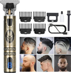 candyfouse Professional Beard Trimmer for Men, Hair Clippers with 4 Limit Combs, Cordless Rechargeable with LCD Display, Approaching Zero Gapped Cutting Grooming Kit