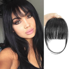 BOGSEA Clip in Bangs Real Human Hair Bangs Hair Clip Fringe with Temples Hairpieces for Women Natural Looking Hair Extension for Daily Wear (Wispy Bangs, Dark Brown)