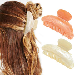 CAKURE Acrylic Claw Clips Pink Hair Clips Cute Hair Claw Barrettes Medium Nonslip Hair Claw Hair Accessories for Women and Girls (Pack of 2) (b-white&lake blue)