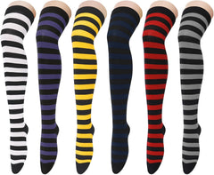Century Star 3 Pairs Thigh High Socks for Women Over the Knee High Socks Triple Stripe Long Stockings Thigh Highs Leg Warmer
