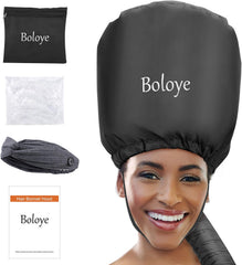 Hair Dryer Bonnet Attachment – 28.5" XL Hooded Dryer Cap for Faster Drying & Deep Conditioning, Extra-Large Space Fits Thick, Curly Hair & Styling Tools (Black, Extra Large)