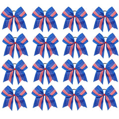 16PCS 8" Large Cheer Hair Bows Ponytail Holder Elastic Band Handmade for Cheerleading Teen Girls College Sports (Hot Pink, 1 Count (Pack of 16))