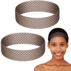 WILLBOND 2 Pieces Silicone Wig Grip Band Adjustable Silicone Wig Headband Non Slip Strong Holder for Men Women Sports Yoga(Light Brown)