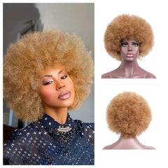Afro Curly Wigs for Black Women 70's Wigs for Daily Party Cosplay Costume Halloweeen Black Afro Wigs (1B)