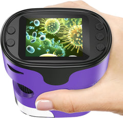 1000X Handheld Microscope for Kids 4K 2.0" Screen Rechargeable Mini Pocket Digital Microscopes w/Slides Kit Portable Edu Gift Age 4-6 8-12 Children Students (White)