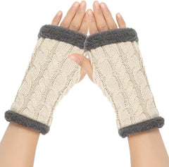 Winter Half Finger Knit Gloves Stretchy Winter Warm Knitted Fingerless Gloves for Women Men Outdoor Warm Gloves