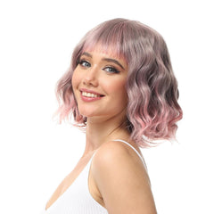 Rose bud Anime Halloween Dark Orange Wig for Cosplay Party, Synthetic Layered Short Hair Wigs with Bangs, Pastel Wigs for Women Men Kids