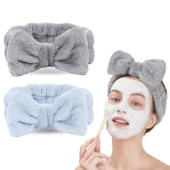 LADES Facial Headband - Terry Cloth Headbands for Face Washing,Skin Care,Makeup,Bow Spa Hair Headband for Washing Face