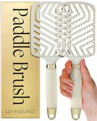 Lily England Vented Hair Brush for Blow Drying - Easy Detangling Hairbrush for Women for Fine, Thick, Curly Hair with Non-Slip Gel Handle - Static Free Vent Hair Brushes for Faster Drying, Rose Gold