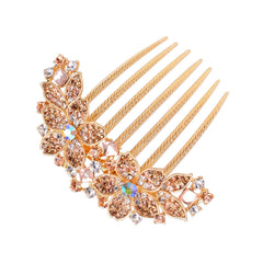 Women Rhinestone Inlaid Flower Hair Comb Hairpin Barrette Accessory,Also Perfect Mother's Day Gifts for Mom (Blue)