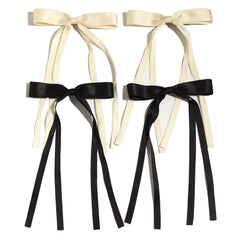 Satin Bow Barrettes and Long Ribbon Navy Hair Pins for Girls and Women - Party Hair Accessories with Bowknot Hairpins