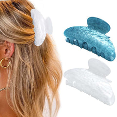 Acrylic Claw Clips Pink Medium Hair Claw Cute Hair Clips Hair Accessories for Women and Girls (2 PCS) (Pink+White)