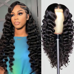 PYY Deep Wave Lace Front Wigs Human Hair 200 Density Deep Wave Wig 13x4 HD Lace Frontal Wigs for Black Women Glueless Wigs Pre Plucked with Baby Hair 24 Inch