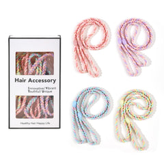 Sport Hair Ties for Women - 4 Pony Tails Elastic Ties for Gym & Swimming - 30 Inch Length