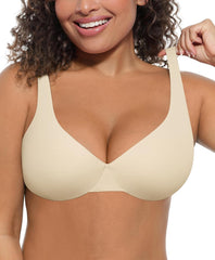 FeelinGirl Bras for Women Unlined No Padding Comfort Underwire Plus Size Full Coverage Seamless Plunge Everyday Bras