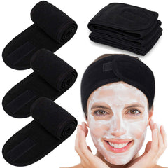 Whaline Spa Facial Headband Head Wrap Terry Cloth Headband 4 Counts Stretch Towel for Bath, Makeup and Sport (White)