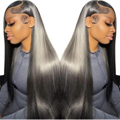 bunGiol Straight HD Transparent Lace Front Wigs Human Hair 13x4 for Black Women Glueless Brazilian Virgin Frontal Hairline 180% Density Pre Plucked with Baby Hair Black 24 inches