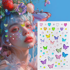 140 pcs Mermaid Face Gems & Seashell Rhinestones -Waterproof Self-Adhesive Face Jewels for Festival, Rave, Cosplay, Body Art (Pearl & Glitter) - Beach Party, Birthday, Carnival Makeup Accessories