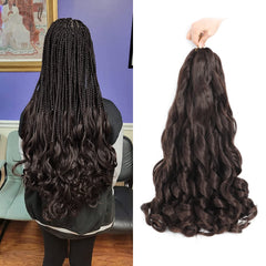 French Curly Braiding Hair 24 Inch 8 Packs - Pre Stretched Bouncy Braiding Hair- Loose Wavy Synthetic Hair Extensions for Black Women (24 inch 8 packs, 1B)