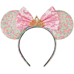 RAZKO Pink Minnie Ears Hair Accessory, Mouse Headband for Women Girls (Birthday Girl-Pink M)