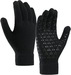 Winter Gloves Women, Knit Touch Screen Thermal Full Fingers Gloves Winter for Exercise Hiking Driving Running