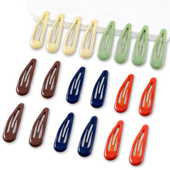 20 PCS Metal Snap Hair Clips Water Drop No Slip Barrettes for Women Bright Small Hair Clips For Thick And Thin Fine Hair,Black Beige Brown,1.97 x 0.5 In.
