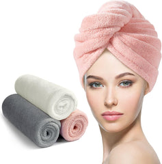 YFONG 3 Pack Hair Drying Towels, Hair Towel with Button, Super Absorbent Microfiber Hair Towel for Curly Hair, Fast Drying Hair Wraps for Women Girls, Microfiber Towel for Hair
