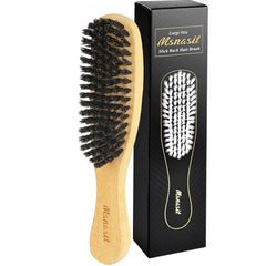 Bamboo Slick Back Hair Brush, Boar Bristle Smoothing Hair, Anti Frizz, Edge Control, Bamboo Hairbrush for All Hair Style-Mini Size