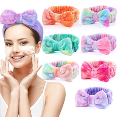 UMIKU 8 Pack Spa Headband for Women Facial Makeup Headband Soft Coral Fleece Christmas Stocking Stuffers Bow Hair Band Head Wraps for Washing Face Mask Spa Gifts For Women Gifts Basket