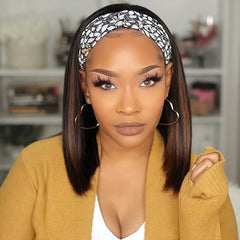 Headband Wig Human Hair Deep Wave 18 inch None Lace Front Wig Human Hair Machine Made Wigs Glueless Curly Hair Headband Half Wigs for Black Women Human Hair Natural Color