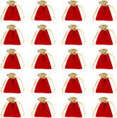 HARFINGTON 20pcs Flocked Cloth Drawstring Bag 3.1 x 3.9 Inch Jewelry Flocked Pouches Gift Bags for Wedding Party Favor Candy Jewelry Packaging Organizing Storage, Gold Red