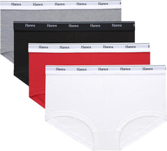 Hanes womens Originals Boyshort Underwear, Breathable Stretch Cotton Boyshort Panties, 4-pack