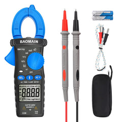 Baomain True RMS Clamp Meter 6000 Counts, AC Current (60A/600A), AC/DC Voltage, Temperature, Capacitance, Resistance, Frequency, NCV, Diode, Continuity Test,BM1702