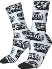 Dump Truck Usa Flag Socks For Men Women Outdoor Sports Running Hiking Wicking Crew Socks