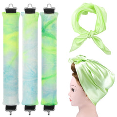 3 Pack No Heat Curling Rod with 1 Scarf, Velvet Hair Curlers to Sleep in Overnight Curls with Hook Blowout Rods Headband with Silk Scarf Curl Styling Kit for Long Medium Hair