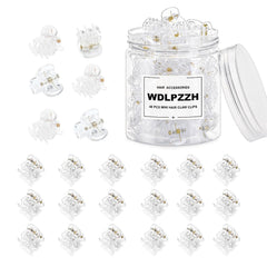 48pcs Mini Hair Claw Clips for Women Girls, Small Tiny Hair Clips Claws Little Plastic Jaw Clamps Clips with Transparent Box (Black/Brown/Clear)
