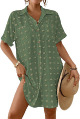Bsubseach Swimsuit Coverup for Women Swiss Dot Bathing Suit Swimwear Button Down Beach Shirt Cover Up Resort Wear