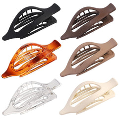 Flat Hair Clip 6 pcs Lay Down Claw Clips Hair Accessories for Women -Brown