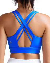 RUNNING GIRL Sports Bra for Women High Support,Criss-Cross Back Strappy Sports Bra Moulded Cup High Impact Workout Top