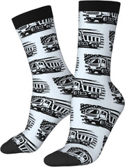 Dump Truck Usa Flag Socks For Men Women Outdoor Sports Running Hiking Wicking Crew Socks